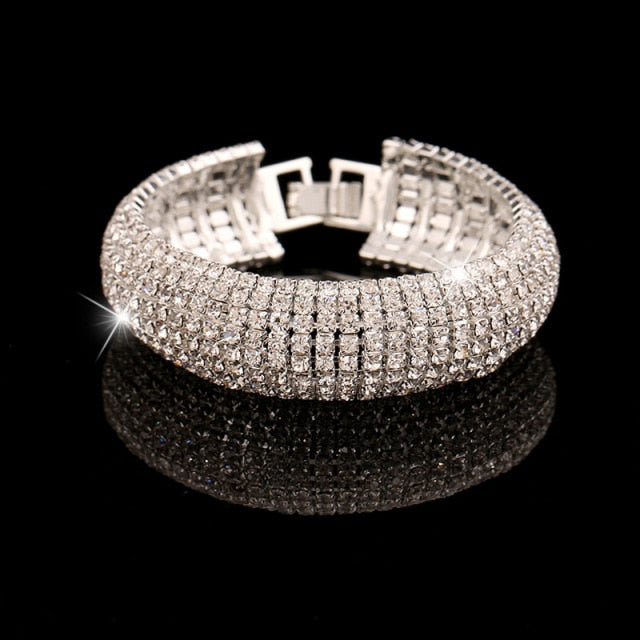 bridal jewelry crystal rhinestones bracelet imitation rhodium plated