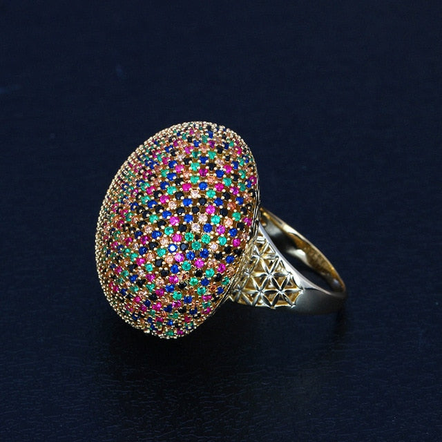 full micro pave cubic zircon luxury jewelry color stone super big wedding ring 8 / g chromatic / china