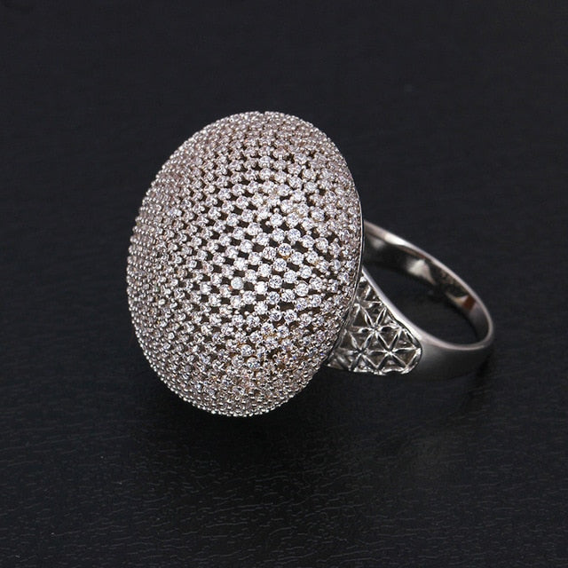 full micro pave cubic zircon luxury jewelry color stone super big wedding ring