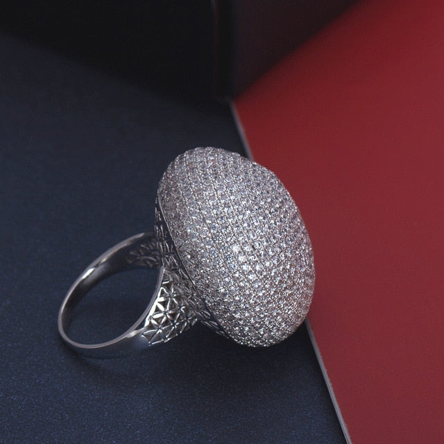 luxury promise oversize gorgeous micro pave full zircon cz engagement ring