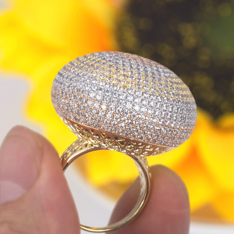 luxury promise oversize gorgeous micro pave full zircon cz engagement ring