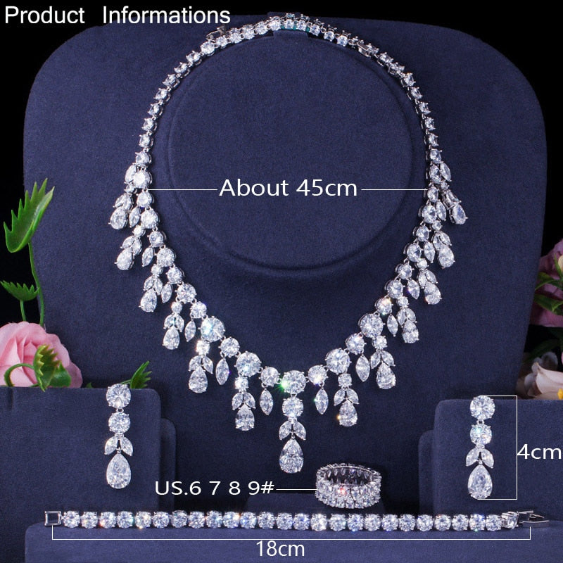 dangle drop zircon bridal jewelry sets