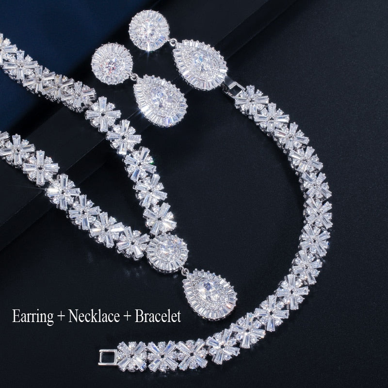 exclusive luxury gold plate cubic zirconia jewelry sets