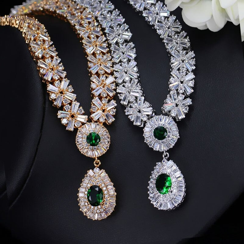 cz classic cubic zirconia wedding jewelry set with crystal stone