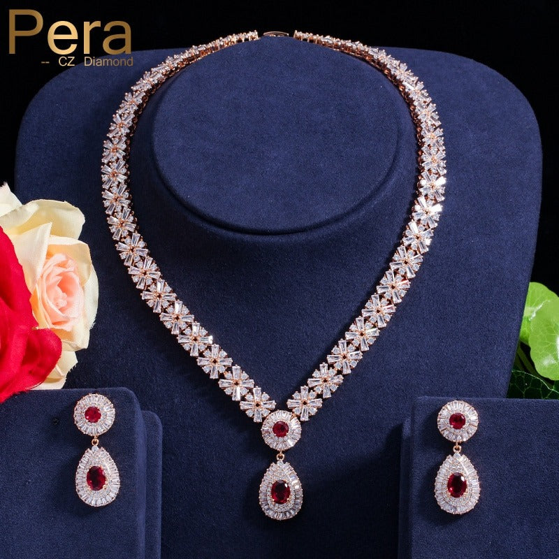 cz classic cubic zirconia wedding jewelry set with crystal stone