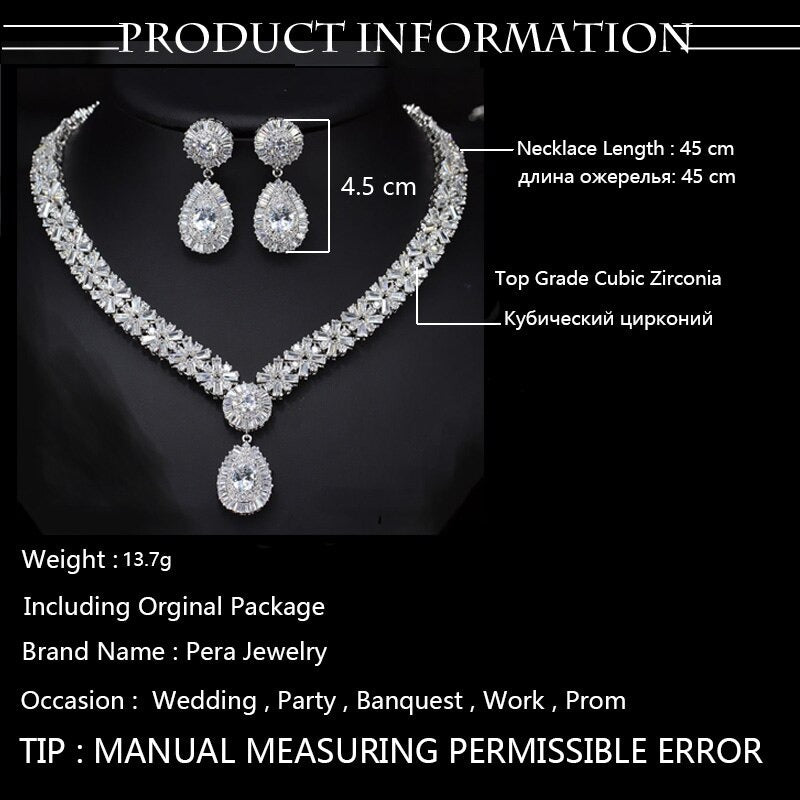 cz classic cubic zirconia wedding jewelry set with crystal stone