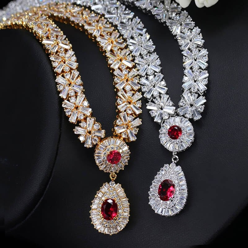 cz classic cubic zirconia wedding jewelry set with crystal stone