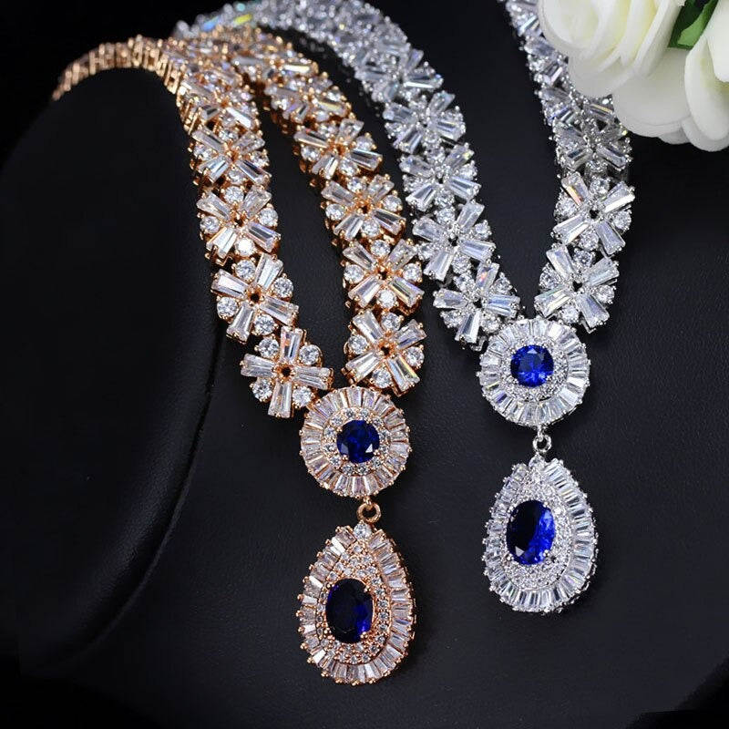 cz classic cubic zirconia wedding jewelry set with crystal stone