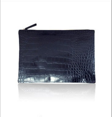 women envelope leather crocodile pattern luxury clutch bag blue