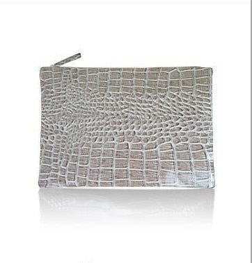 women envelope leather crocodile pattern luxury clutch bag gray