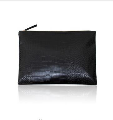 women envelope leather crocodile pattern luxury clutch bag black