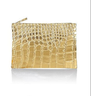 women envelope leather crocodile pattern luxury clutch bag yellow