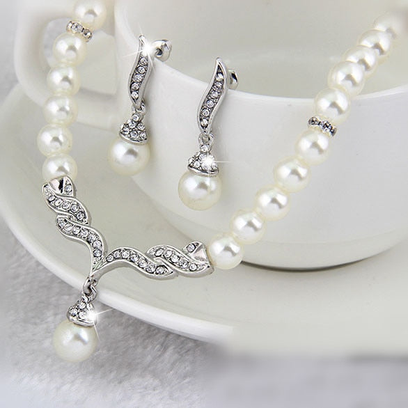 wedding bridal creative pearl jewelry silver