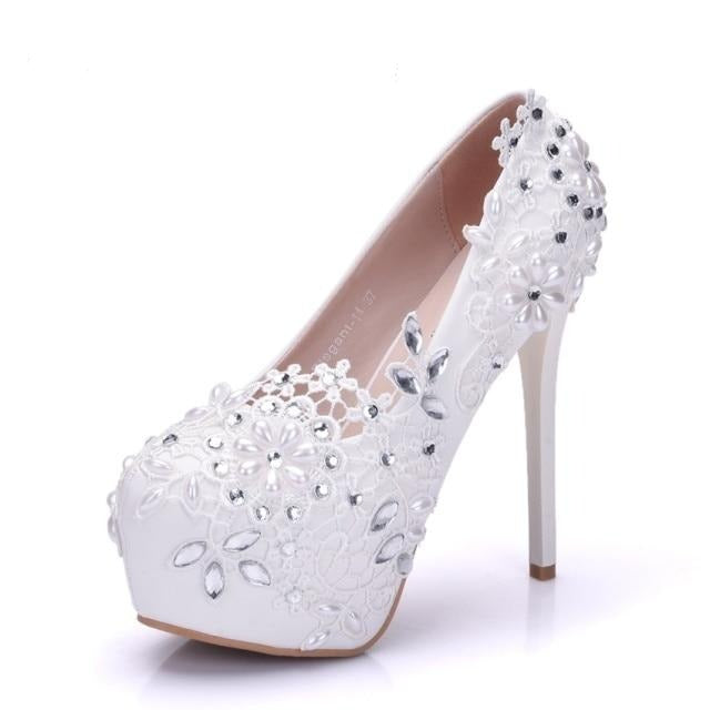 elegant sexy pearl diamond ultra high heels