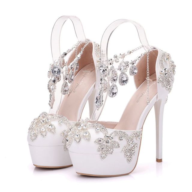 luxury crystal tassel high heels