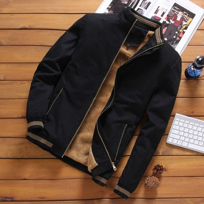 casual male outwear fleece thick warm windbreaker jacket