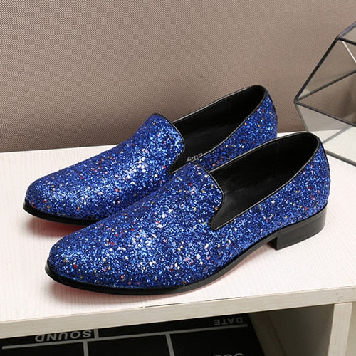 designer shoes luxury red glitter mens wedding party dress shoes flat genuine leather velvet smoking slipper mocassin homme