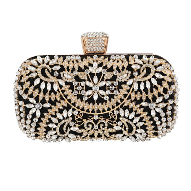 luxury party clutch with metal handle black