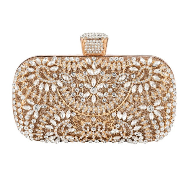 luxury party clutch with metal handle gold