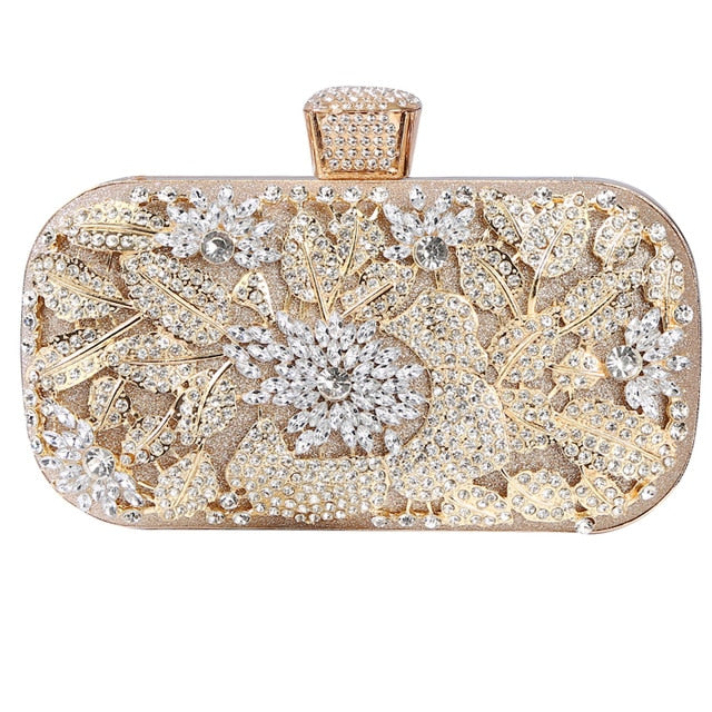 luxury party clutch with metal handle b gold