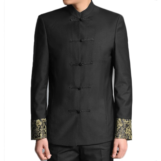 dragon embroidery men tunic suit