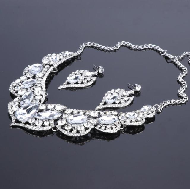 rhinestone crystal statement dubai wedding jewelry set