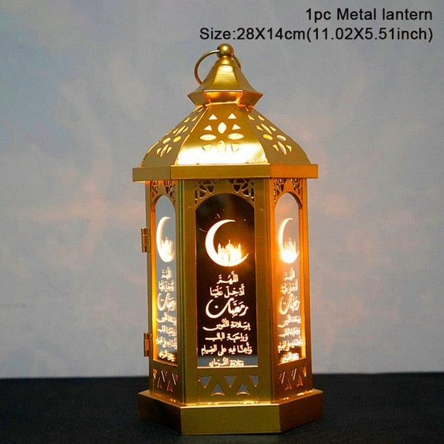 eid mubarak metal lantern led night light ramadan home decoration style 1