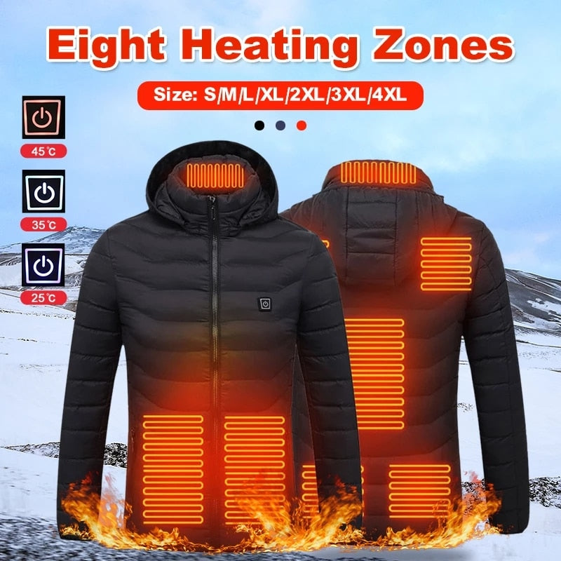 electric heated cotton outdoor usb hooded thermal warmer jacket