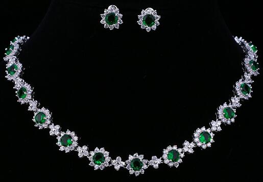 emmaya luxury cubic zircon crystal bridal jewelry sets green