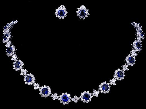 emmaya luxury cubic zircon crystal bridal jewelry sets blue