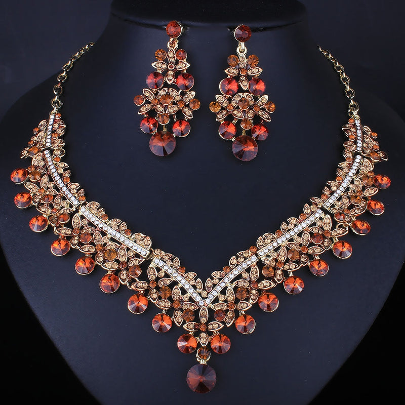 water drop shape crystal rhinestones fashion bridal jewelry set