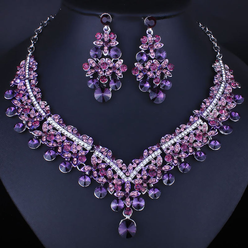 water drop shape crystal rhinestones fashion bridal jewelry set