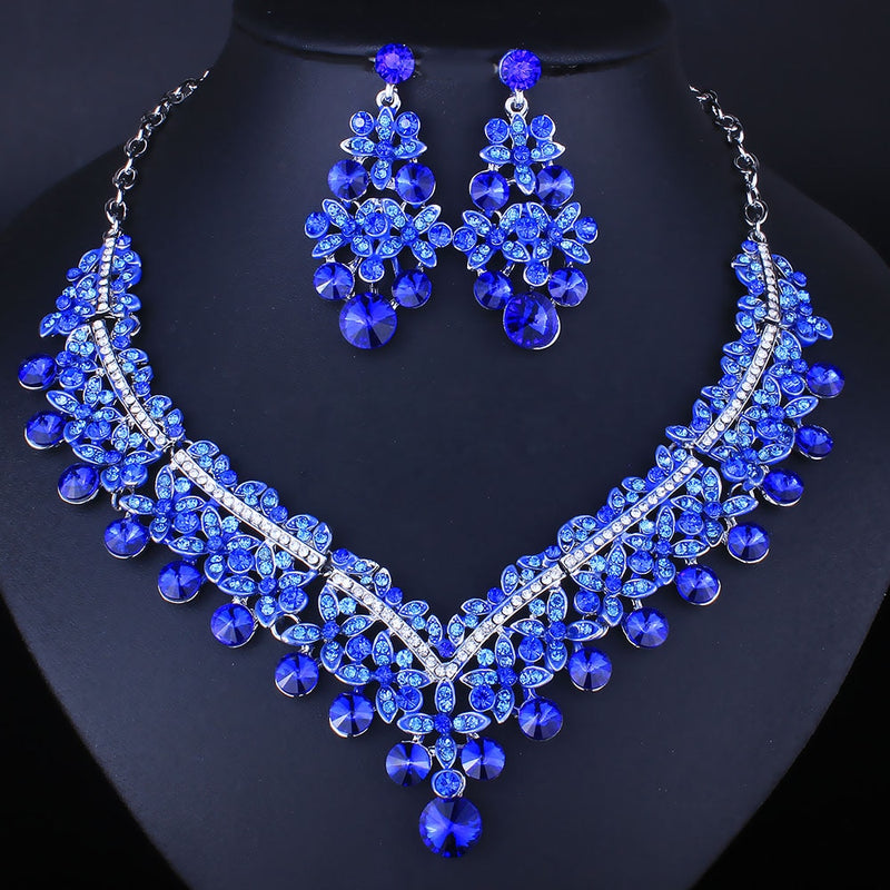 water drop shape crystal rhinestones fashion bridal jewelry set