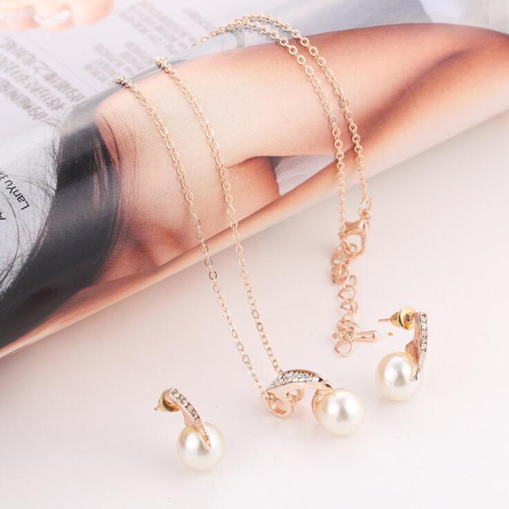 rhinestone zircon imitation pearl jewelry set