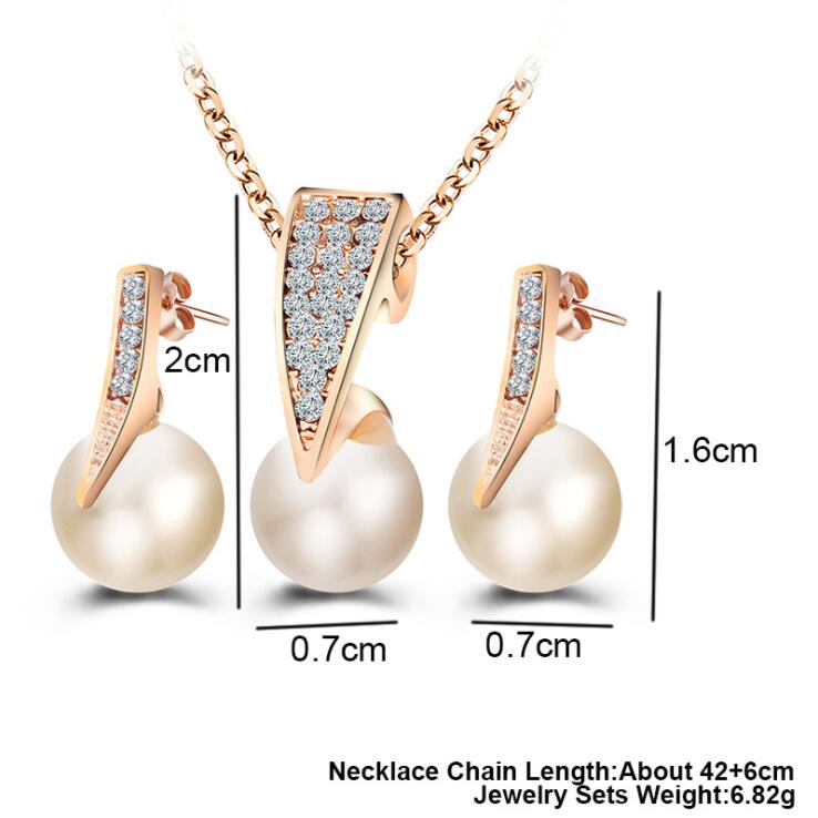 rhinestone zircon imitation pearl jewelry set