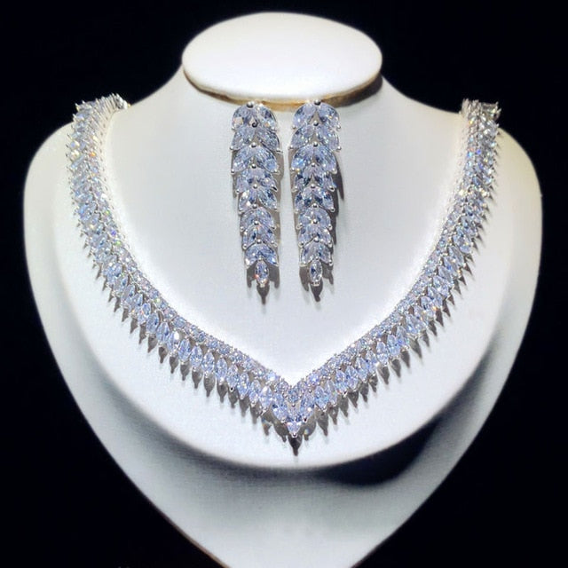 fine zirconia silver cubic jewelry sets for women white
