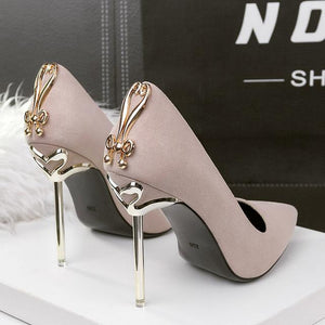 flock velvet pointed toe extreme 10cm high heel