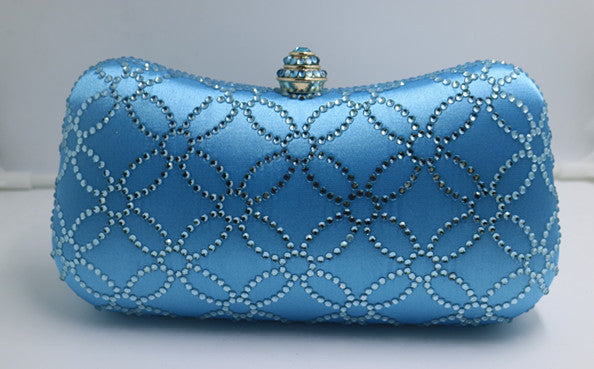 flower emerald rhinestone crystal evening wedding clutch lake blue