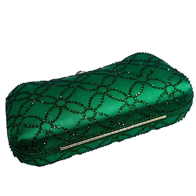 flower emerald rhinestone crystal evening wedding clutch