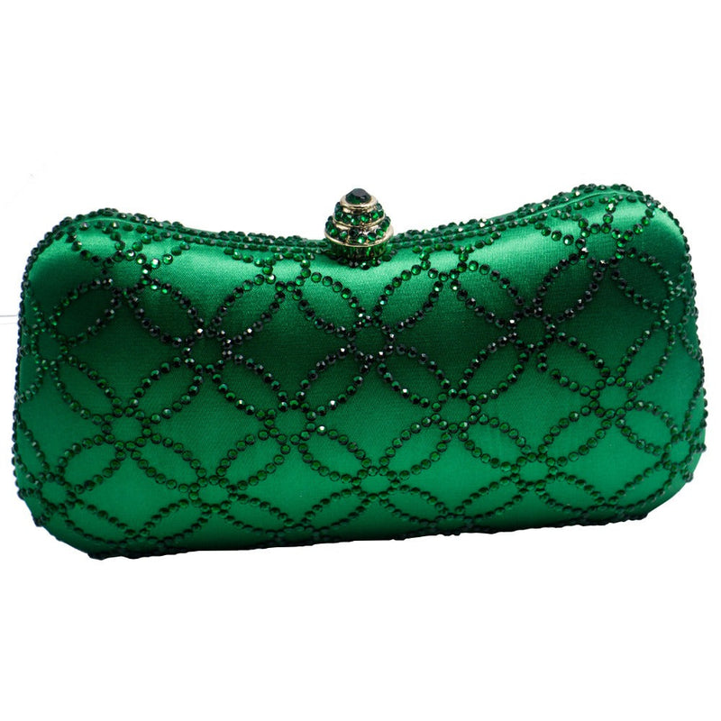 flower emerald rhinestone crystal evening wedding clutch