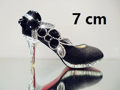 glitter gorgeous evening party crystal floral high heels