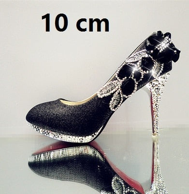 glitter gorgeous evening party crystal floral high heels