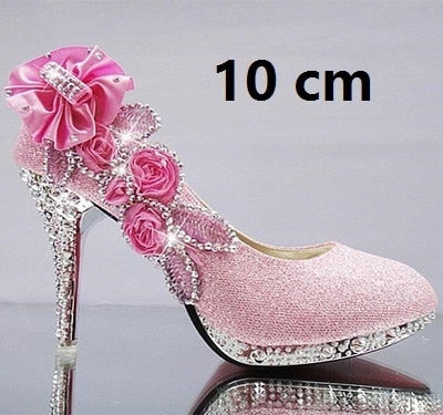 glitter gorgeous evening party crystal floral high heels