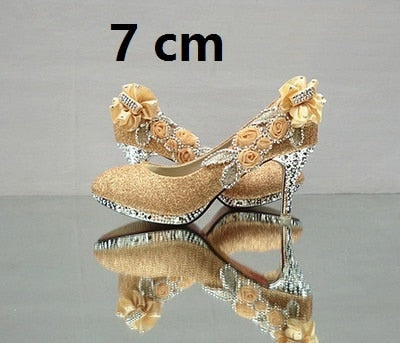 glitter gorgeous evening party crystal floral high heels