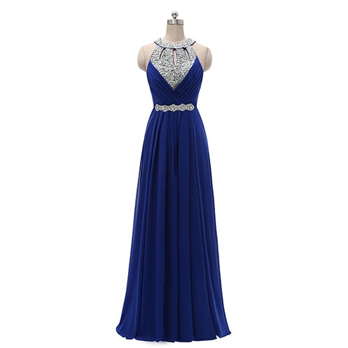 women halter wedding party gown chiffon long bridesmaid dresses