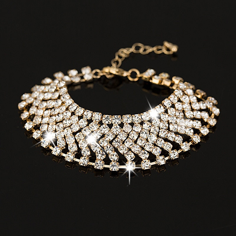 rhinestone gold and silver plated women crystal bracelet