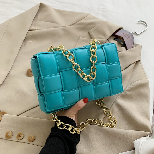 green weave crossbody bag luxury women designer leather shoulder bags small flap messenger handbag chain tote bag bolsa feminina blue