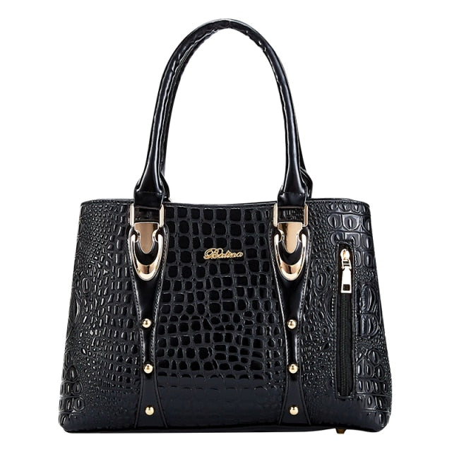 designer crocodile leather style luxury women handbag black / about 32cm 14cm 22cm