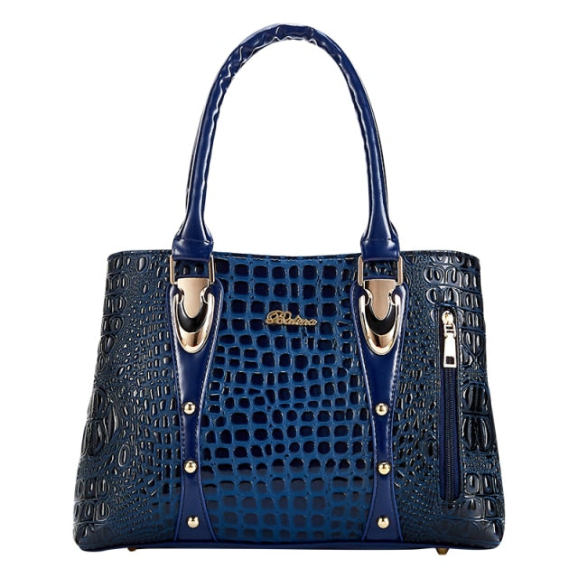 designer crocodile leather style luxury women handbag blue / about 32cm 14cm 22cm