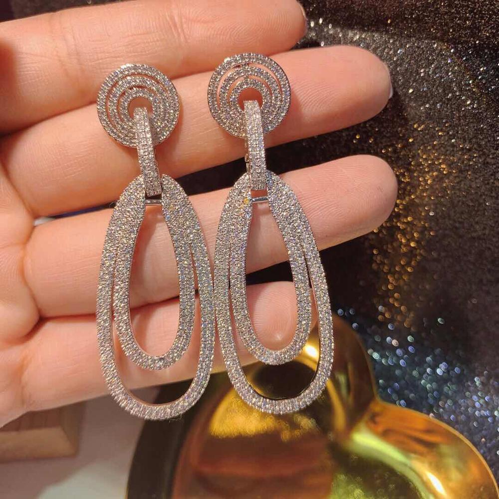 luxury trendy link long drop earrings